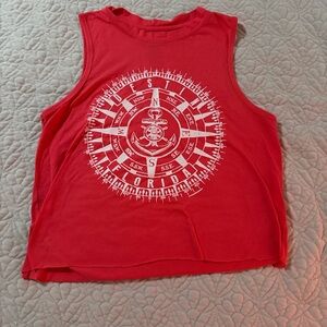 Red Sleeveless Nautical Compass Women's Top